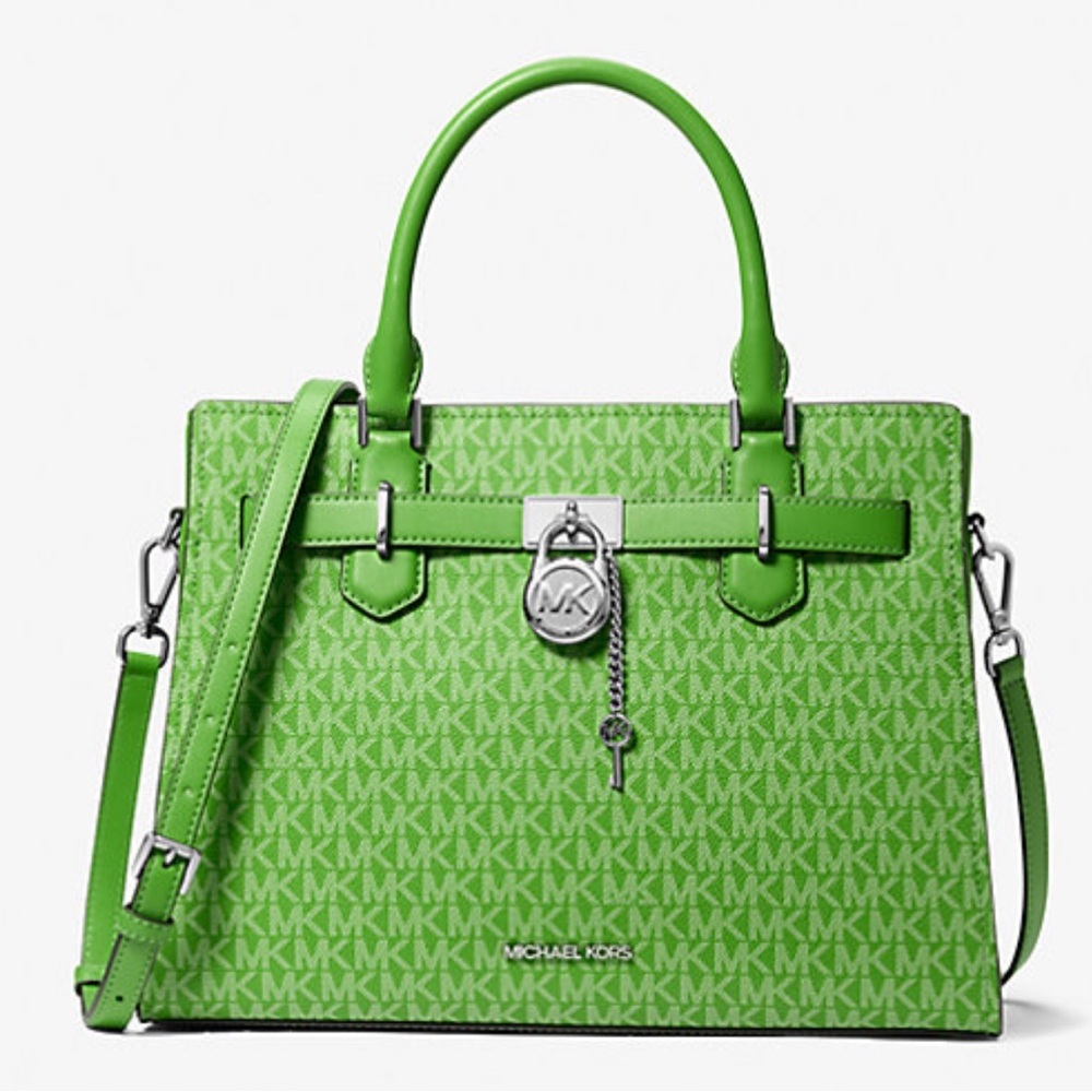 Michael Kors Hamilton Medium Signature Logo Satchel
Jungle Green
NWT - Picture 3 of 16